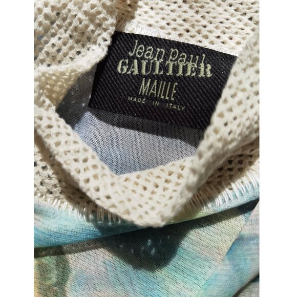 Jean Paul Gaultier Y2k 90s mesh blue top tee  shortsleeve - Picture 3 of 7